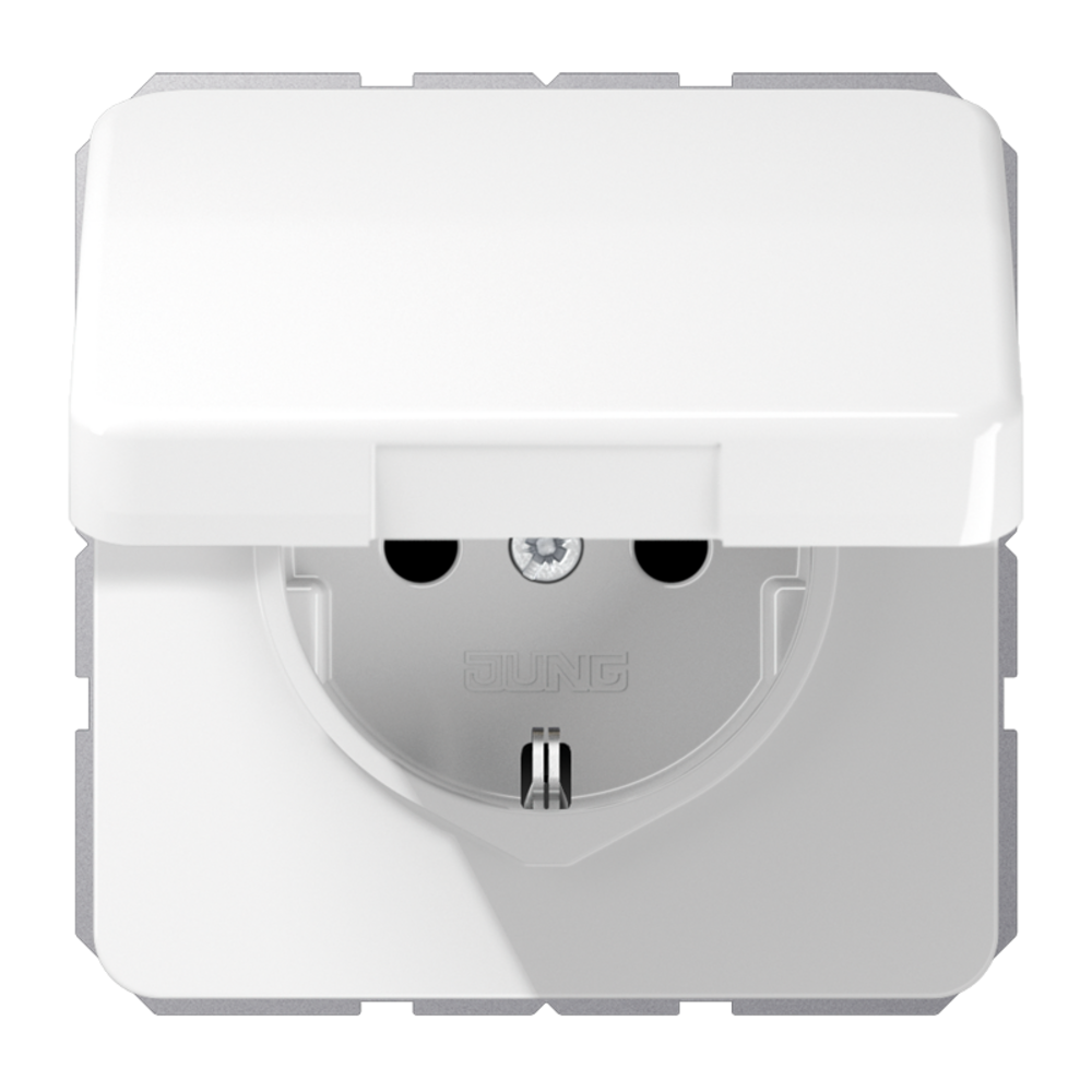JUNG CD WHITE SCHUKO SOCKET OUTLET WITH LID IP44