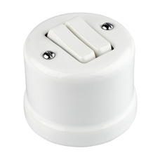 FND NATYNKOWY WŁĄCZNIK SCHODOWY PODWÓJNY BIAŁA PORCELANA