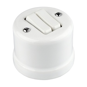 FND NATYNKOWY WŁĄCZNIK SCHODOWY PODWÓJNY BIAŁA PORCELANA