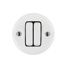 FND NATYNKOWY WŁĄCZNIK SCHODOWY PODWÓJNY BIAŁA PORCELANA