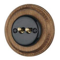 FND WŁĄCZNIK PODWÓJNY SCHODOWY CZARNA PORCELANA TYP 2