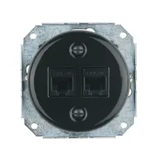 FND CAT6 2XRJ45 GNIAZDO KOMPUTEROWE CZARNA PORCELANA