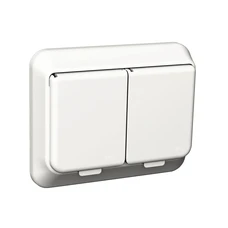 EXXACT DOUBLE SOCKET-OUTLET WITH LID IP44 EARTHED SCREWLESS WHITE