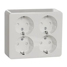 EXXACT SURFACE QUADRUPLE SOCKET-OUTLET SCHUKO SCREWLESS TERMINALS WHITE